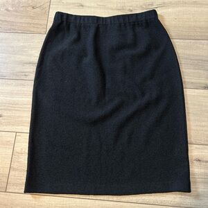 St John Skirt Classic Preppy Quiet Luxury Basic Textured Pencil Black Midi 8